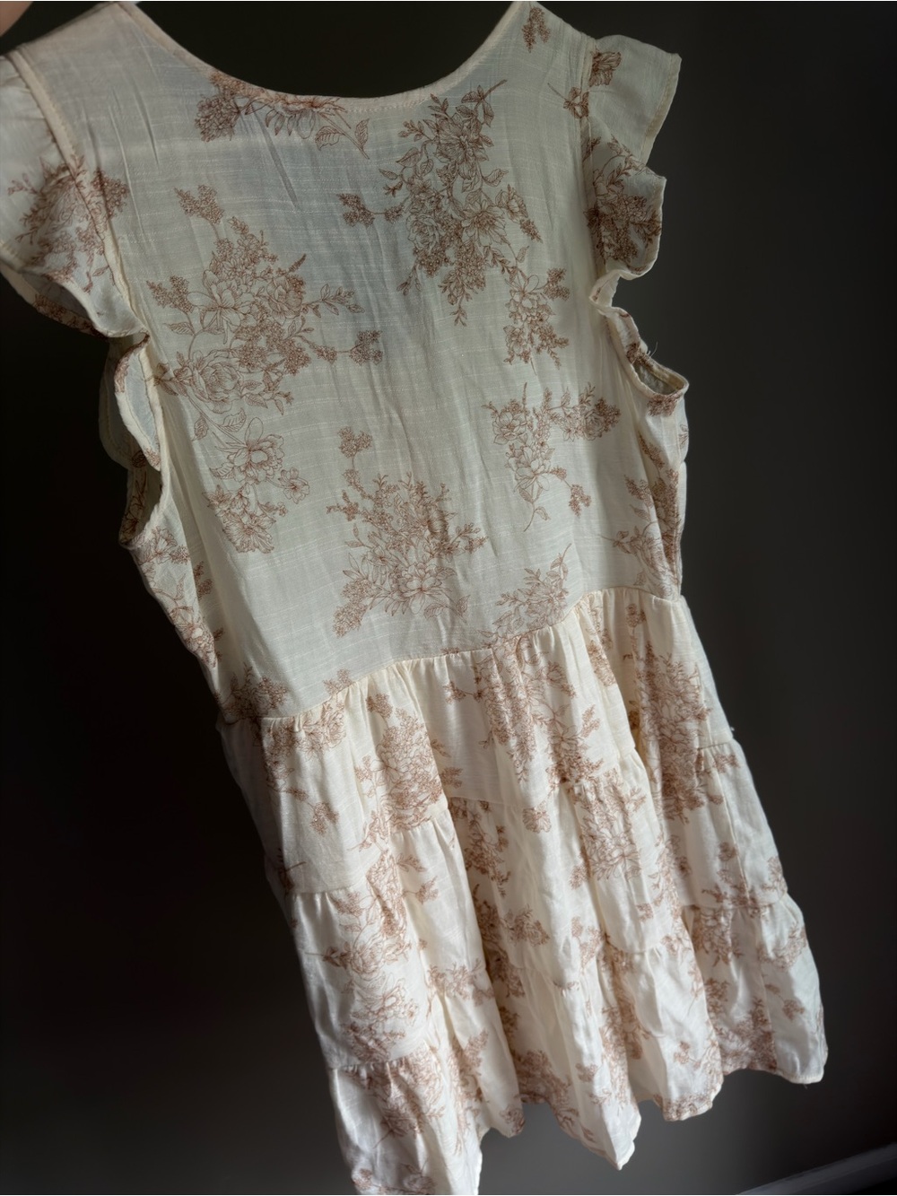 Sadie & Sage Cream Floral Button-Front Tiered Dress - Picture 4 of 4